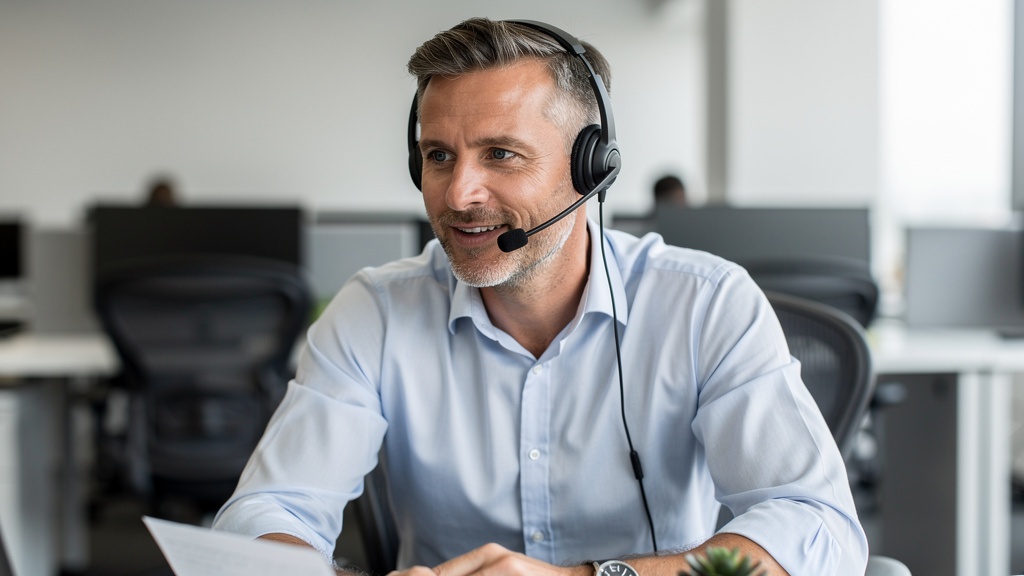 Professional call center specialist handling patient leads