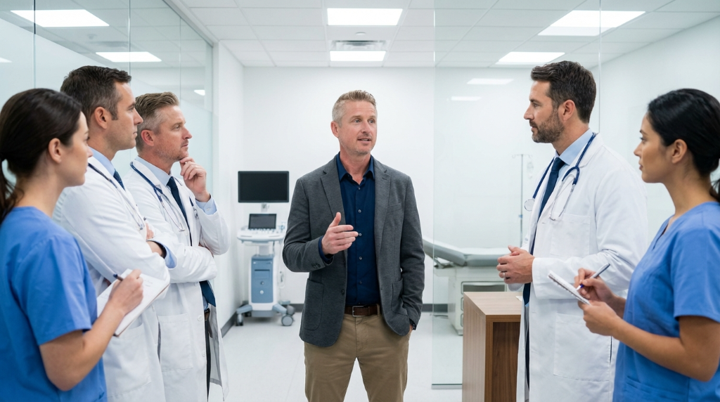 Clinic operations team working together