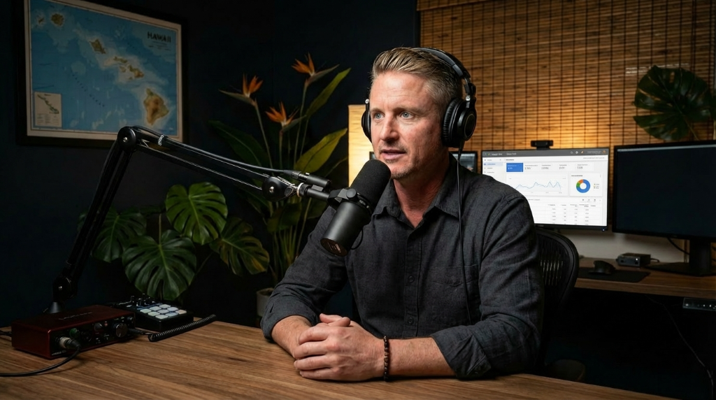 Jeff Igoe recording the healthcare marketing podcast