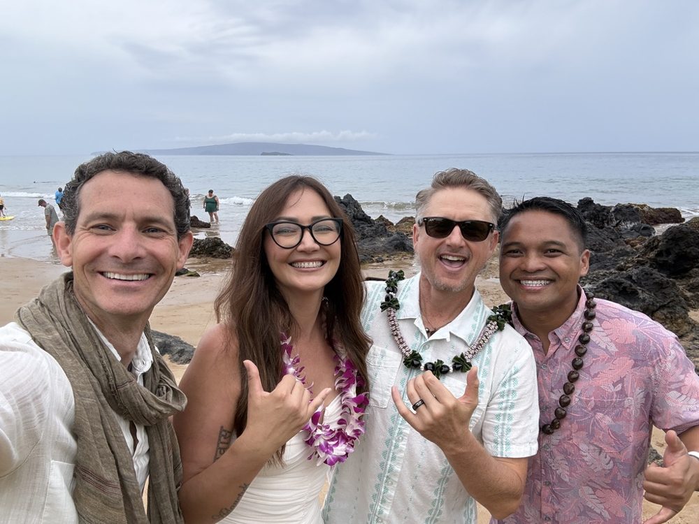 Jeff Igoe with family and friends on a Maui beach