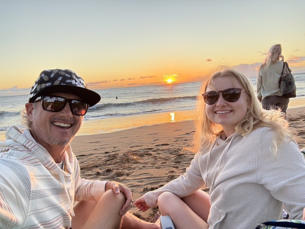 Jeff Igoe on the beach at sunset